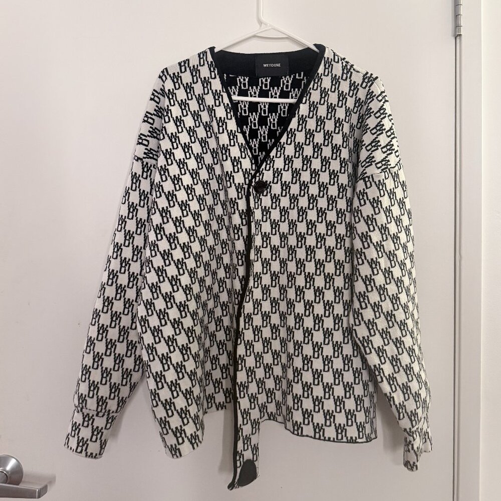 We11done Logo Jacquard Cardigan
